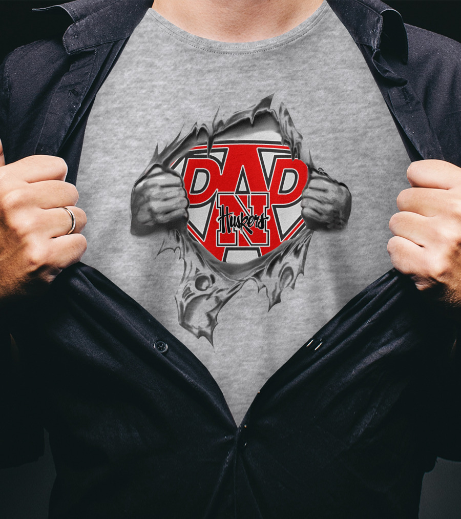 Nebraska Huskers Super Dad Hero T-Shirt