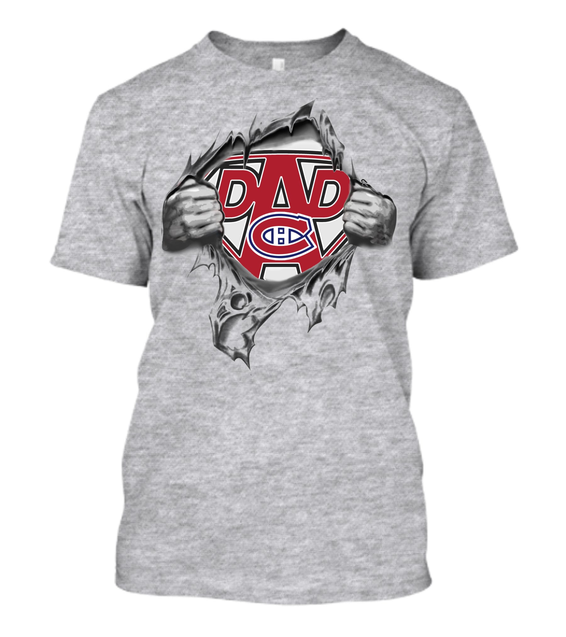 Canadiens Dad Superhero Logo With Ripped Effect T-Shirt