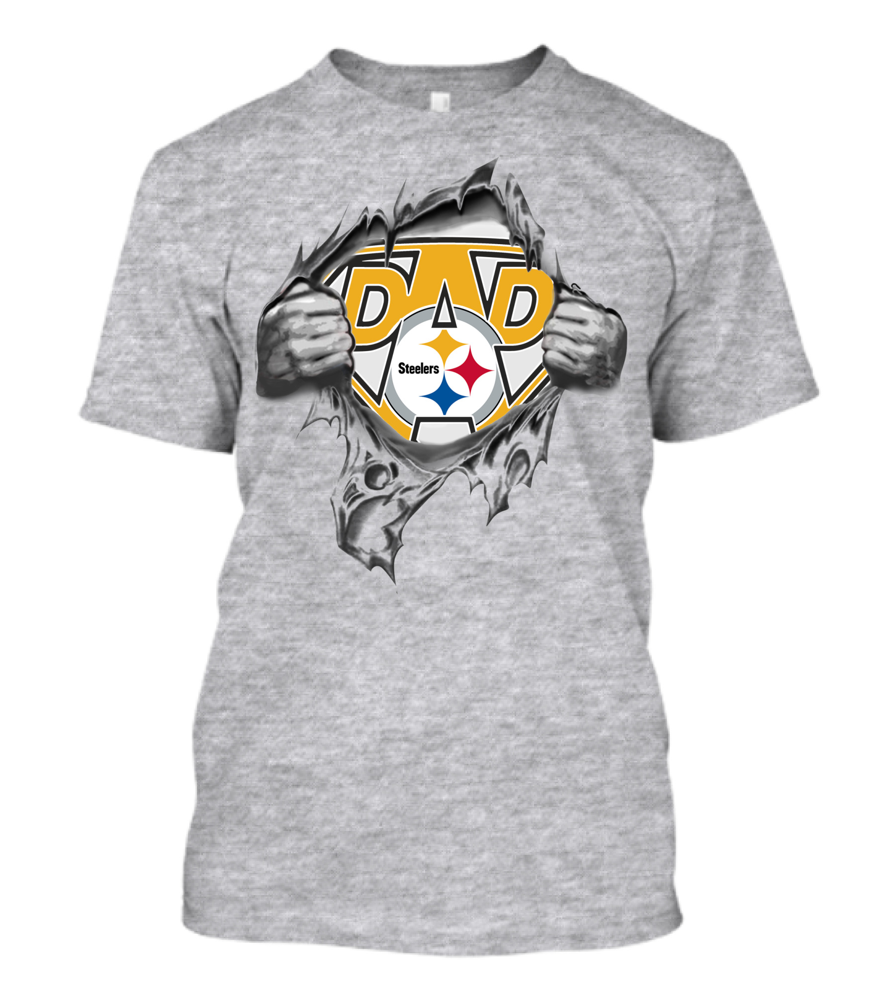 Steelers Super Dad Tattoo Ripped T-Shirt