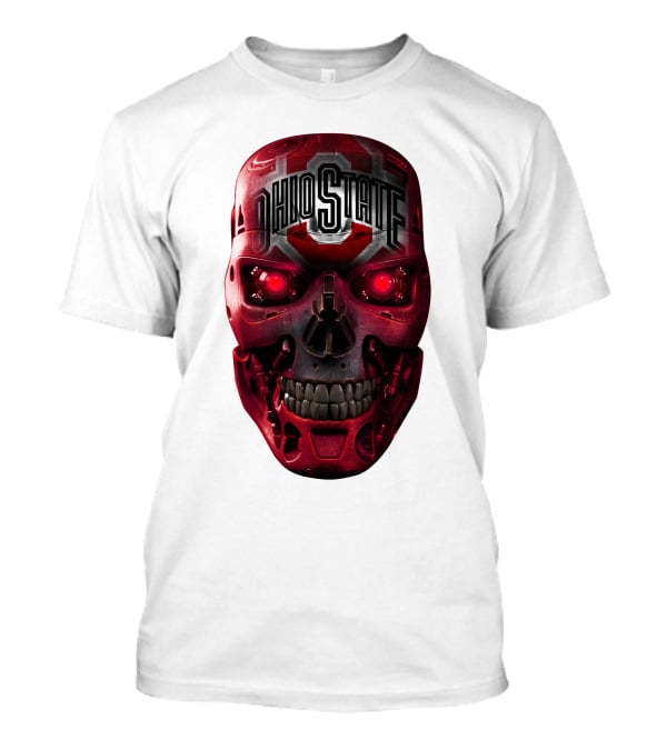 Ohio State Skull Bucks Red Robotic Face T-Shirt