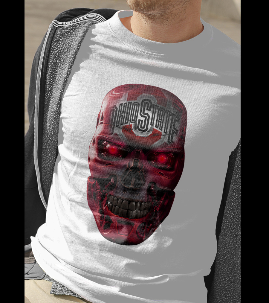 Ohio State Skull Bucks Red Robotic Face T-Shirt