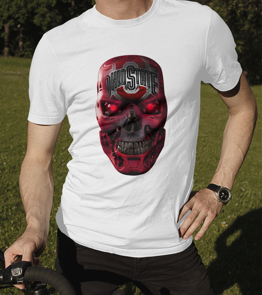 Ohio State Skull Bucks Red Robotic Face T-Shirt