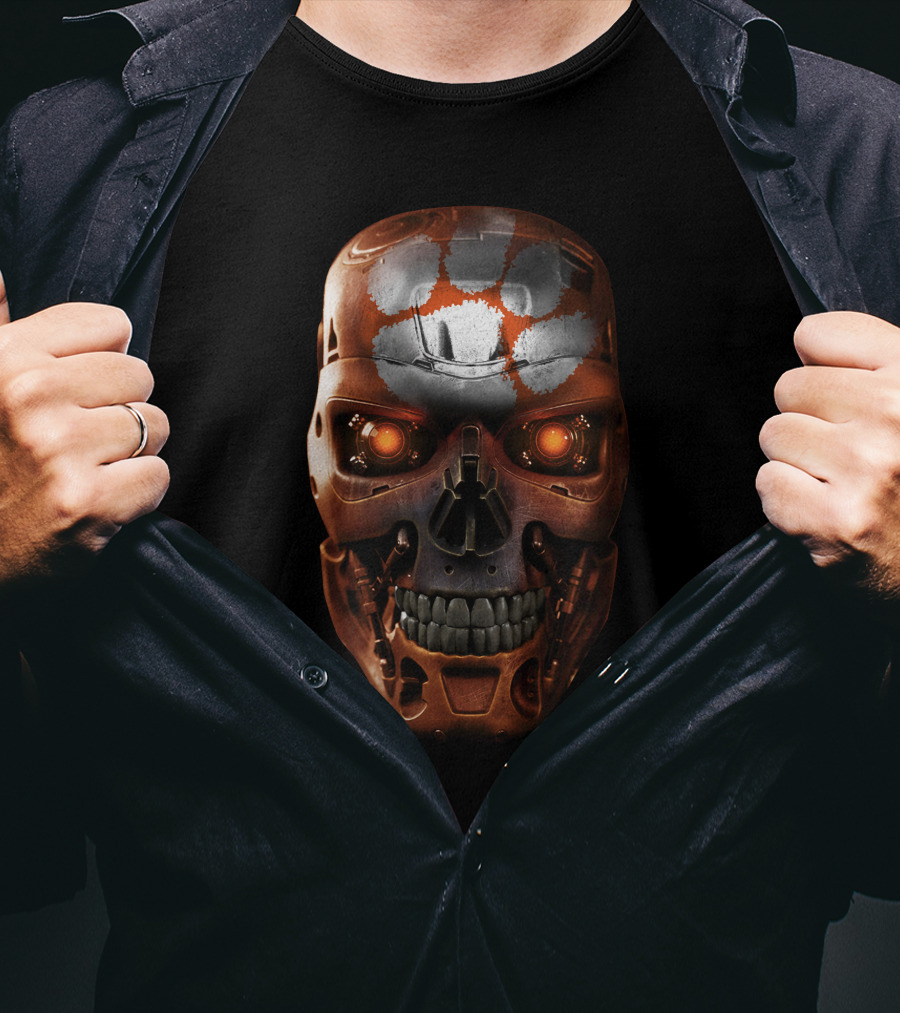Clemson Tigers Skull Robotic Fusion T-Shirt