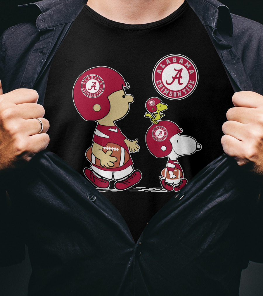 Alabama Crimson Tide Football Peanuts Characters Woodstock And Snoopy T-Shirt