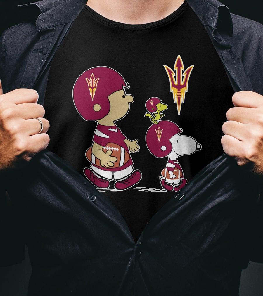 Arizona State Sun Devils Football Charlie Brown And Snoopy T-Shirt
