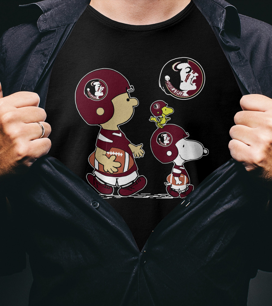 Florida State Seminoles Football Helmets Peanuts Characters T-Shirt