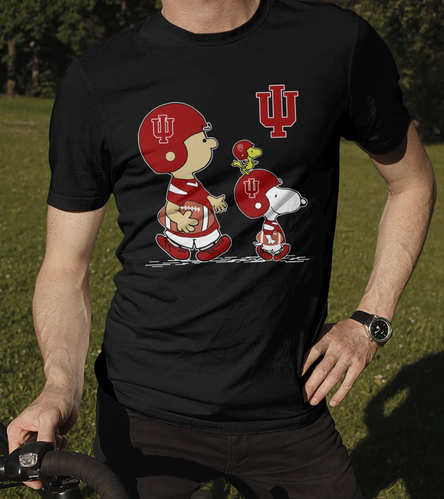 Indiana Hoosiers Football Iu Peanuts Characters Charlie Brown Snoopy Woodstock T-Shirt