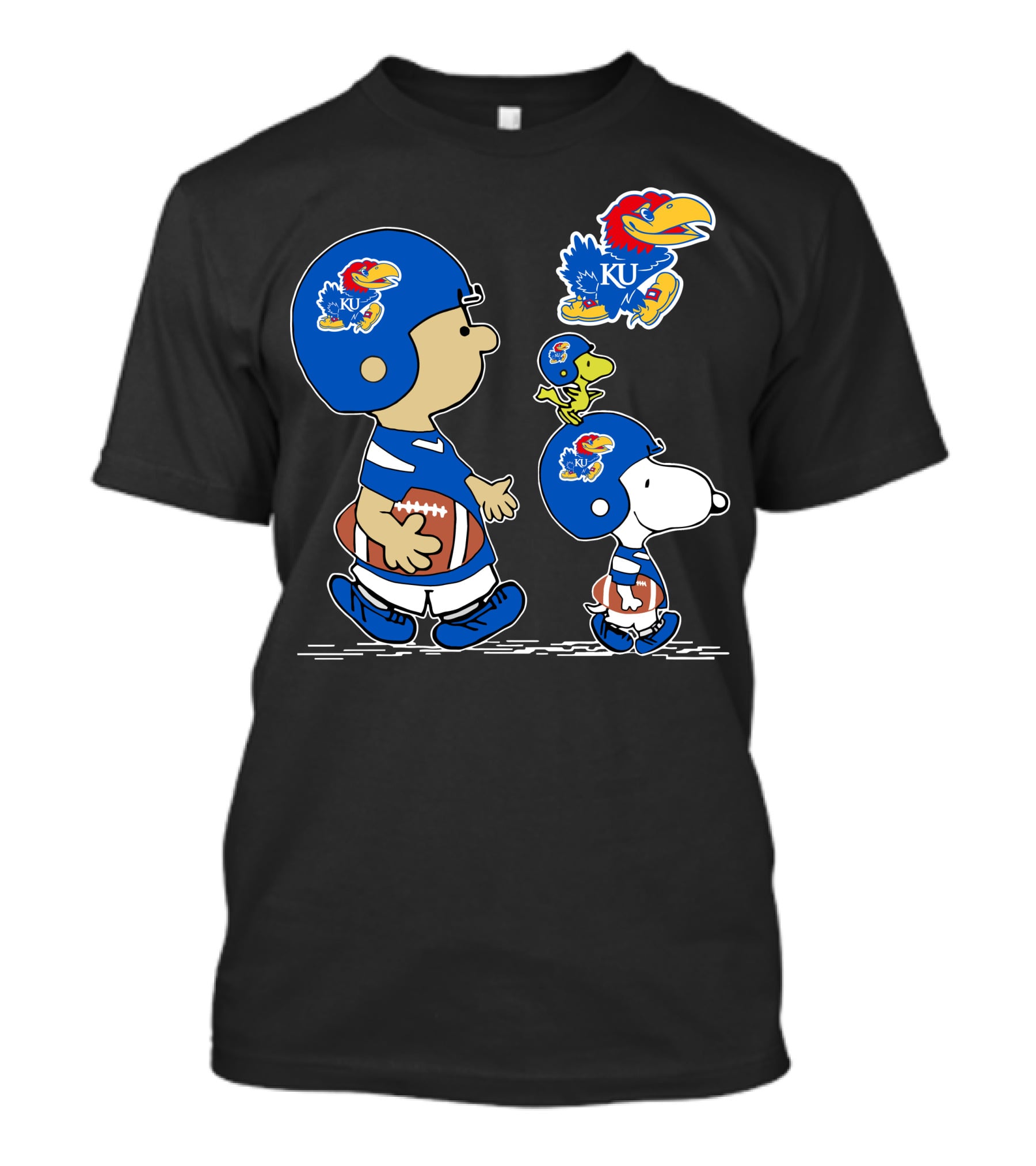 Peanuts Characters Kansas Jayhawks Football Fan Gear T-Shirt