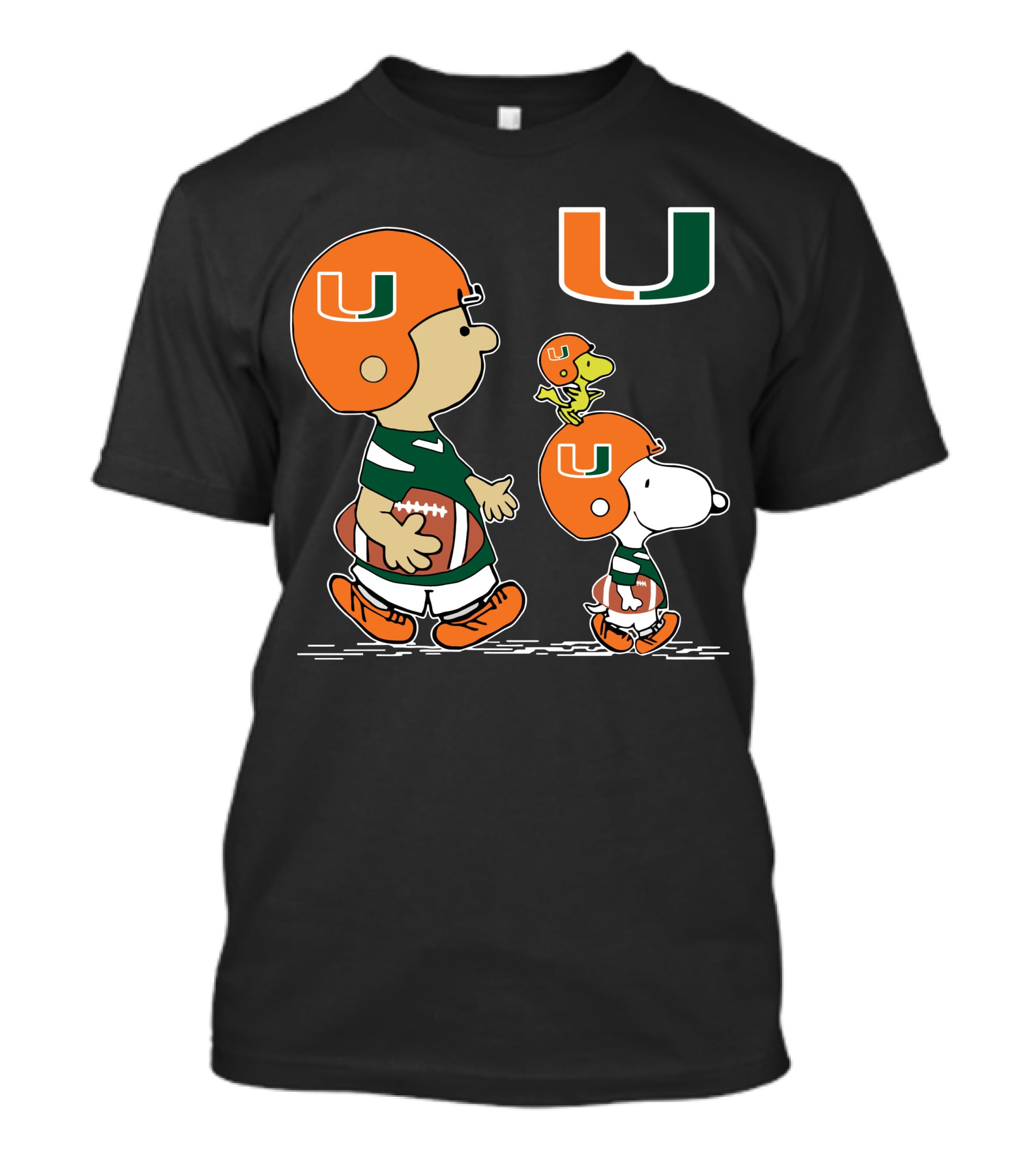 Miami Hurricanes Peanuts Characters Football Team Celebration T-Shirt