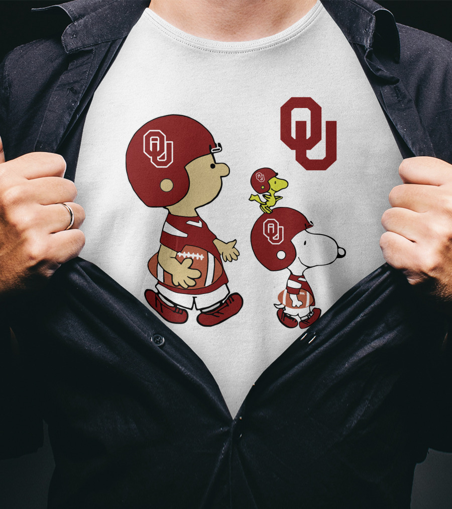 OU Sooners Football Characters With Helmets And Football T-Shirt