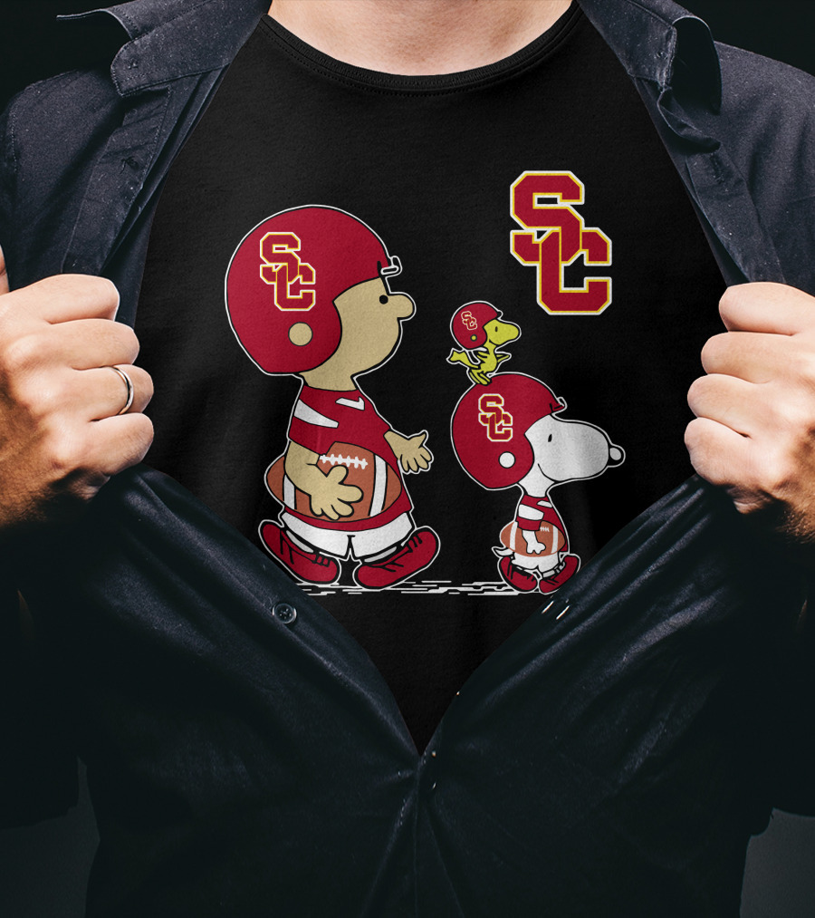 USC Trojans SC Football Characters In Helmets T-Shirt