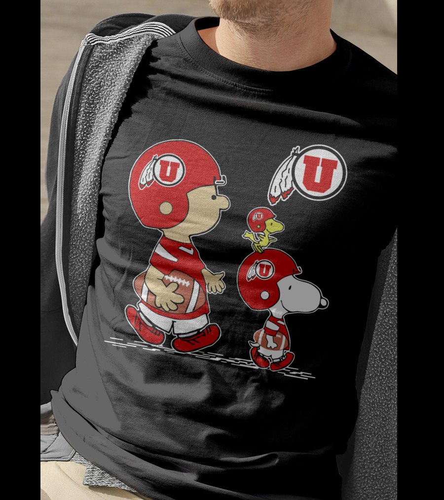 Utah Utes Snoopy Football Peanuts Gear T-Shirt