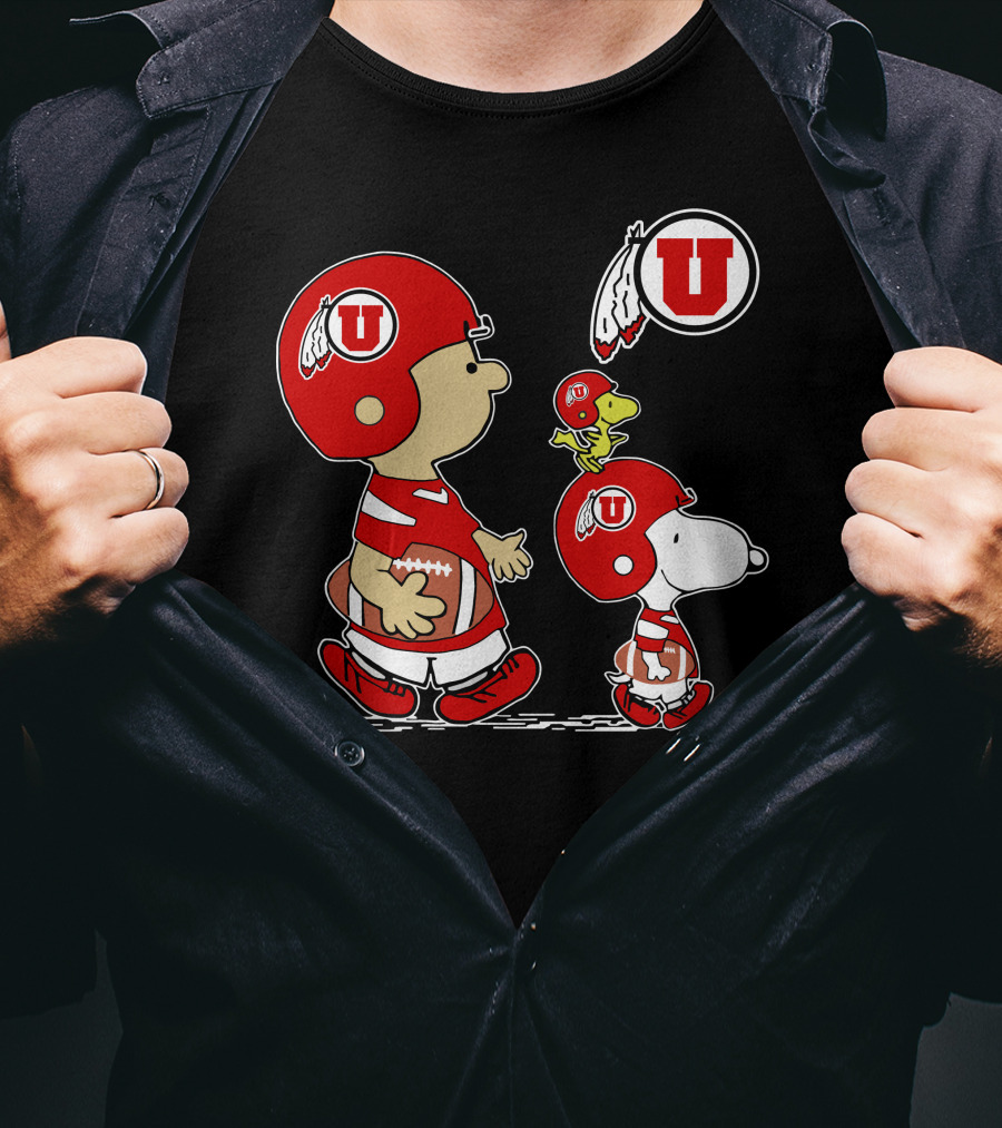 Utah Utes Snoopy Football Peanuts Gear T-Shirt