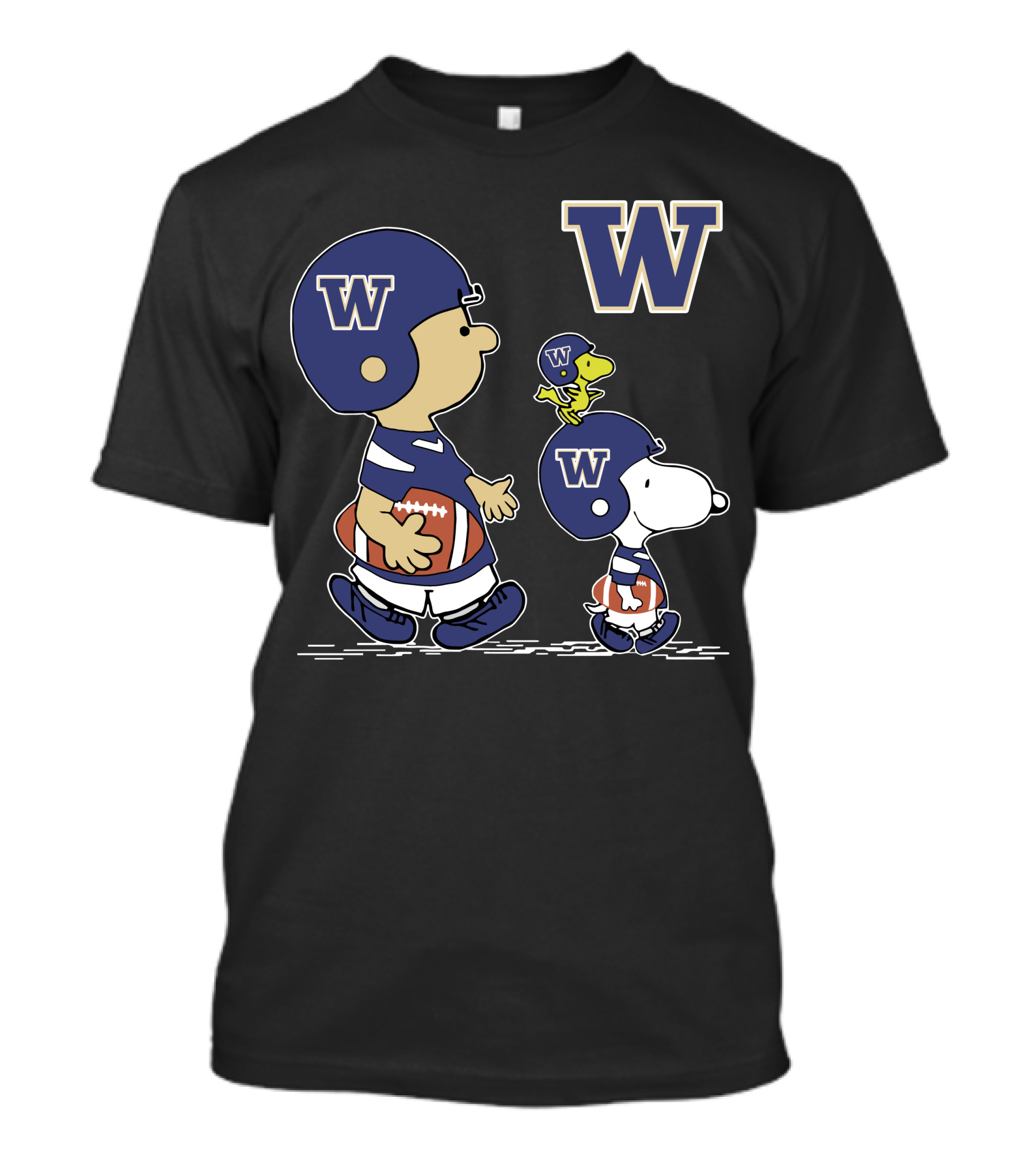 University Of Washington Huskies Peanuts Characters Football Fan Gear T-Shirt
