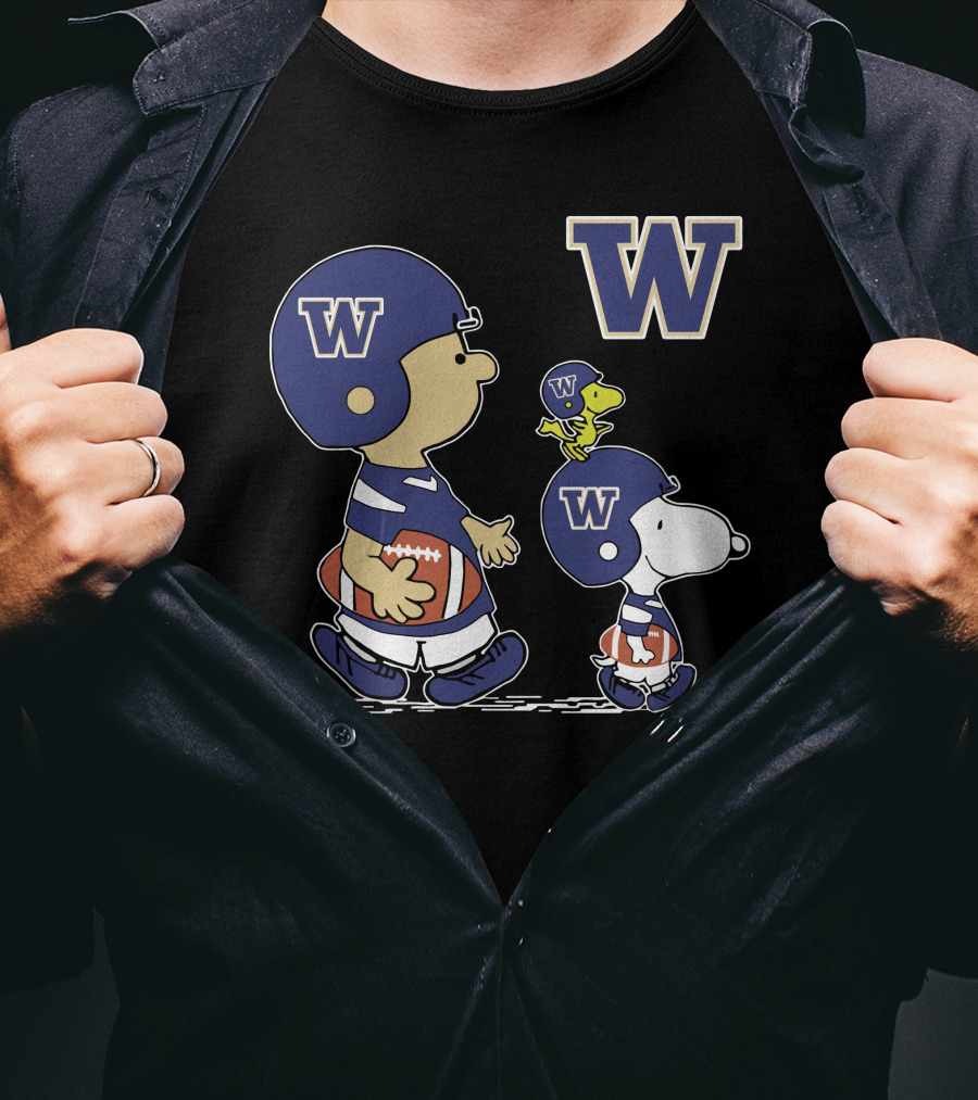 University Of Washington Huskies Peanuts Characters Football Fan Gear T-Shirt