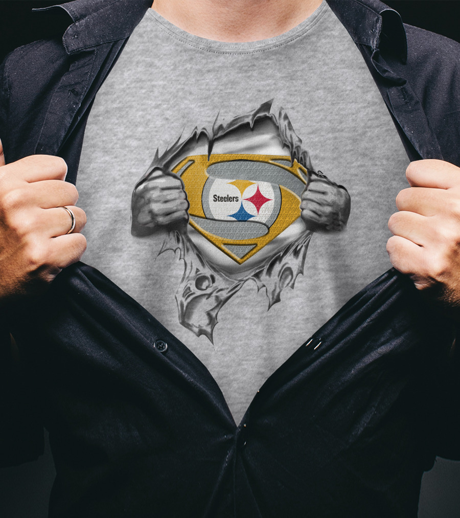 Steelers Logo Ripped Superman Shield T-Shirt