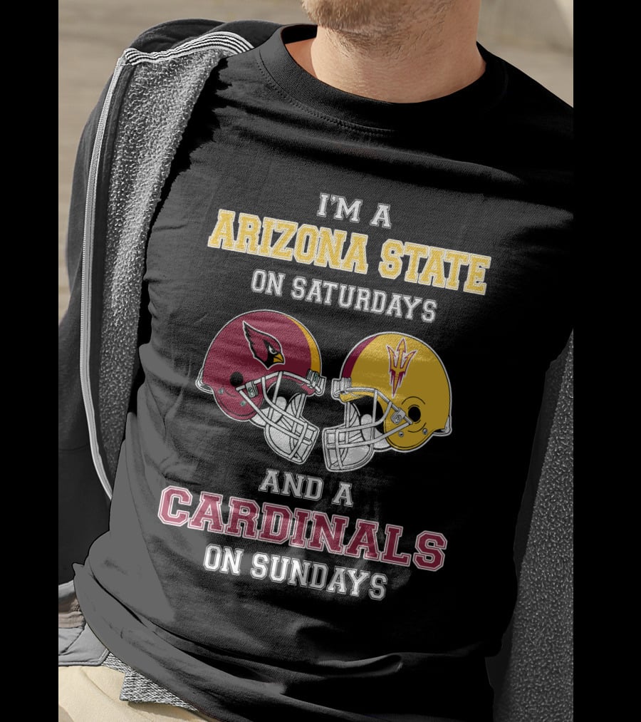 Arizona State Saturdays Cardinals Sundays Football Fan Dual Loyalty T-Shirt