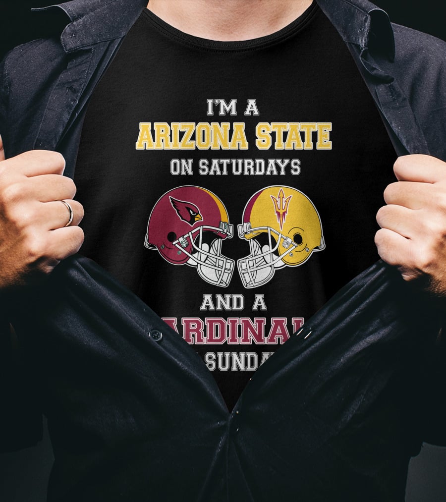 Arizona State Saturdays Cardinals Sundays Football Fan Dual Loyalty T-Shirt