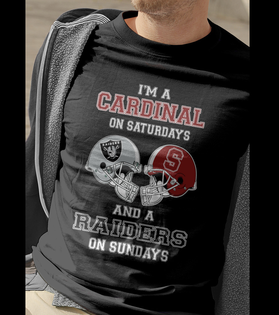 I'm A Cardinal On Saturdays And A Raiders On Sundays Helmet T-Shirt