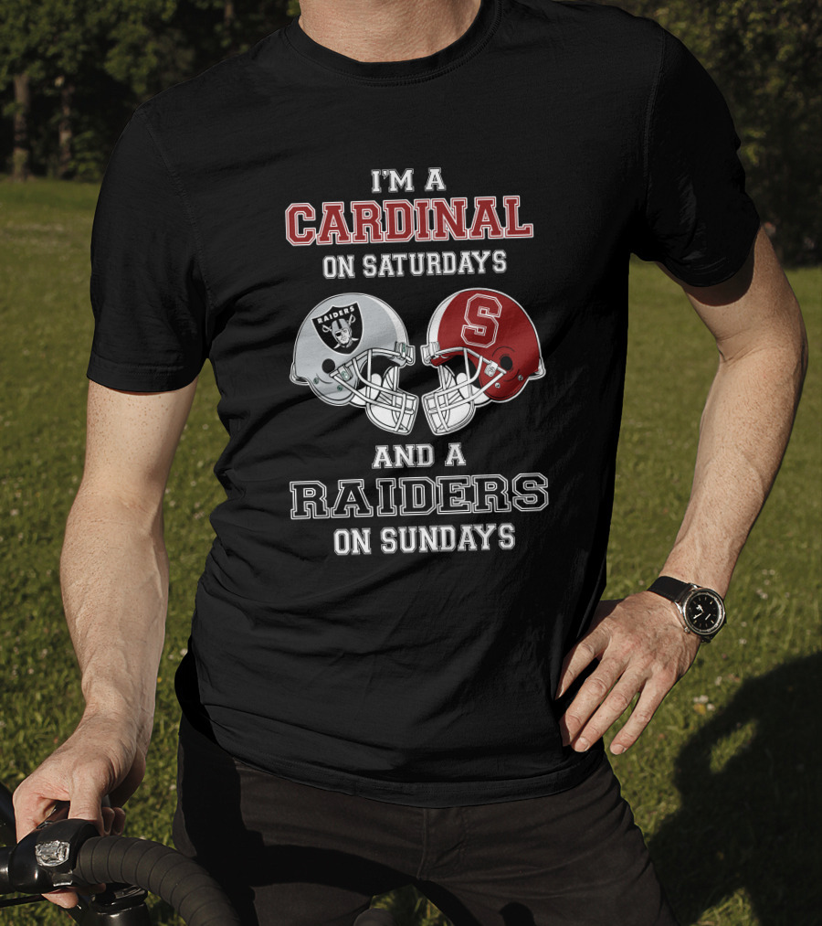I'm A Cardinal On Saturdays And A Raiders On Sundays Helmet T-Shirt