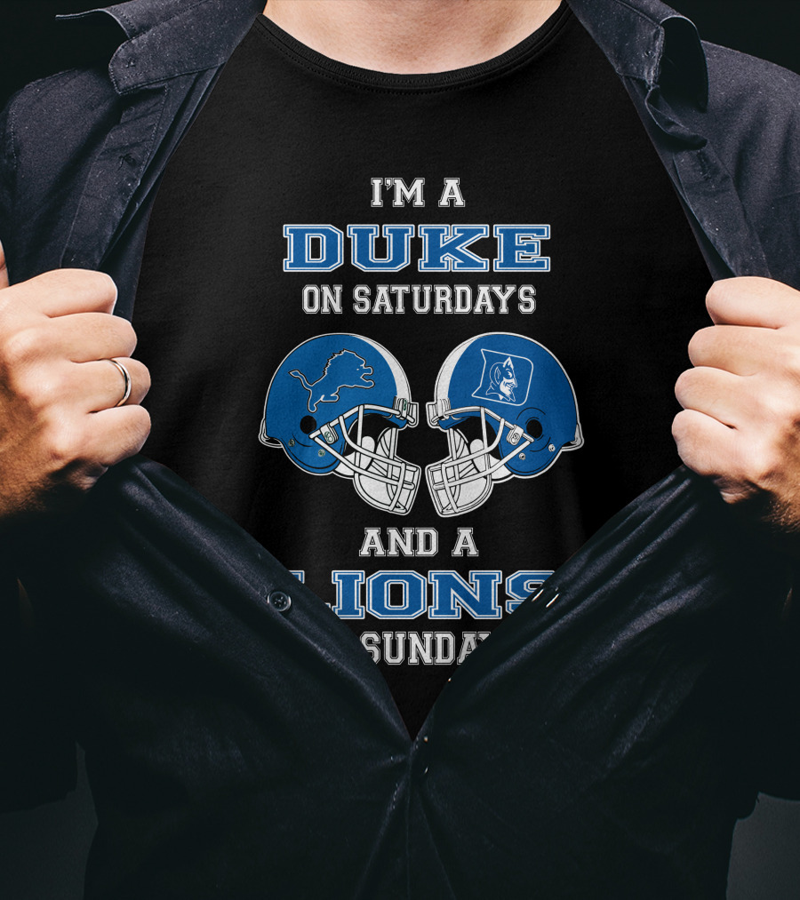 Duke Saturdays Lions Sundays Football Helmets T-Shirt