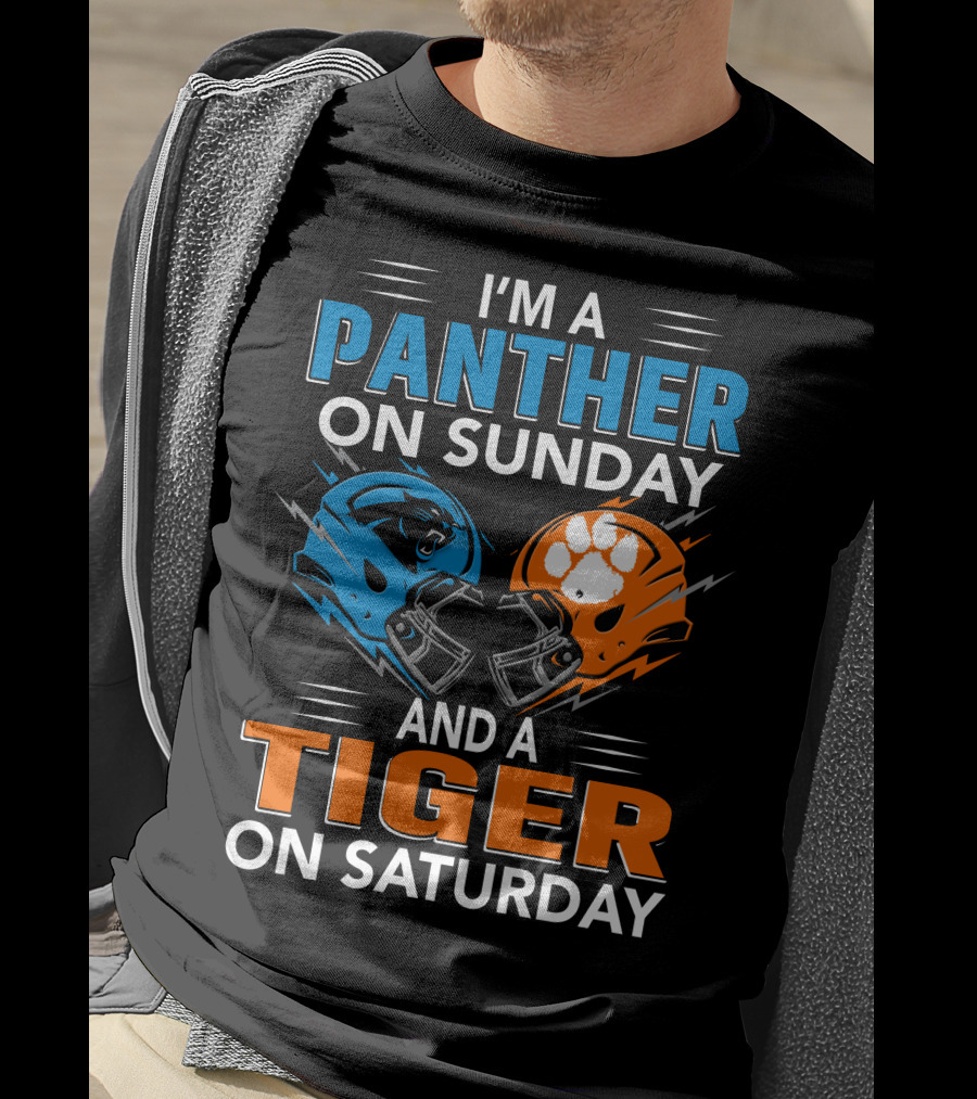 I'm A Panther On Sunday And A Tiger On Saturday Football Helmets T-Shirt