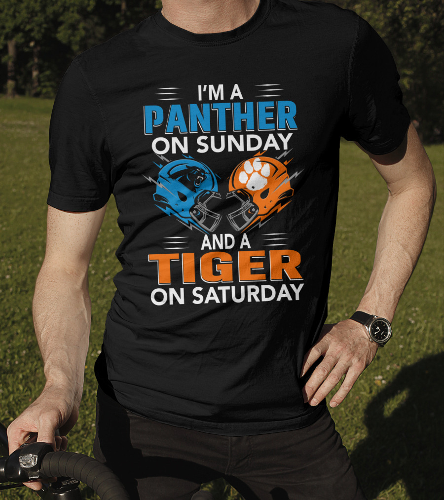 I'm A Panther On Sunday And A Tiger On Saturday Football Helmets T-Shirt