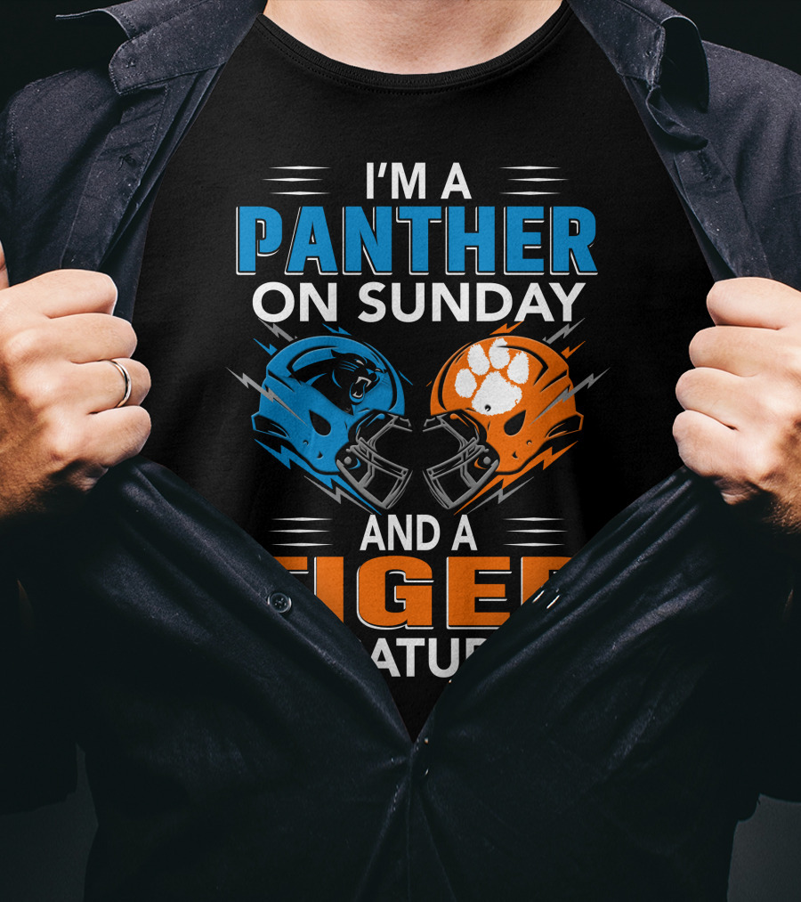 I'm A Panther On Sunday And A Tiger On Saturday Football Helmets T-Shirt