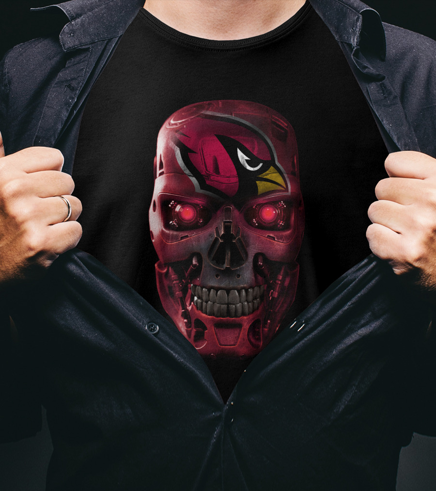 Skull Robot Arizona Cardinals Red T-Shirt