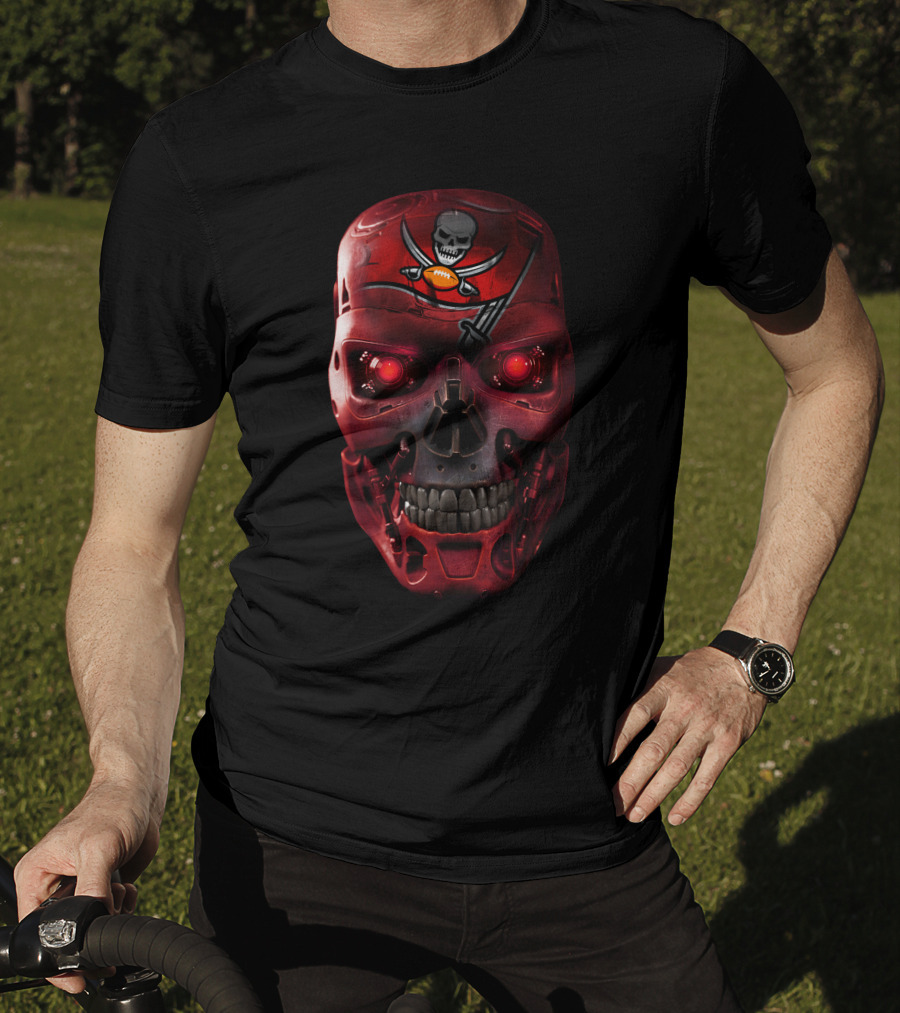 Skull Buccaneers Pirate Flag Terminator Crossover T-Shirt