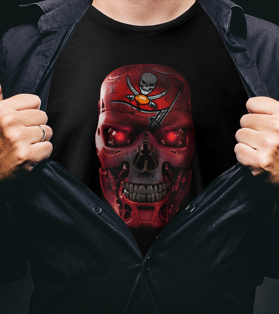Skull Buccaneers Pirate Flag Terminator Crossover T-Shirt