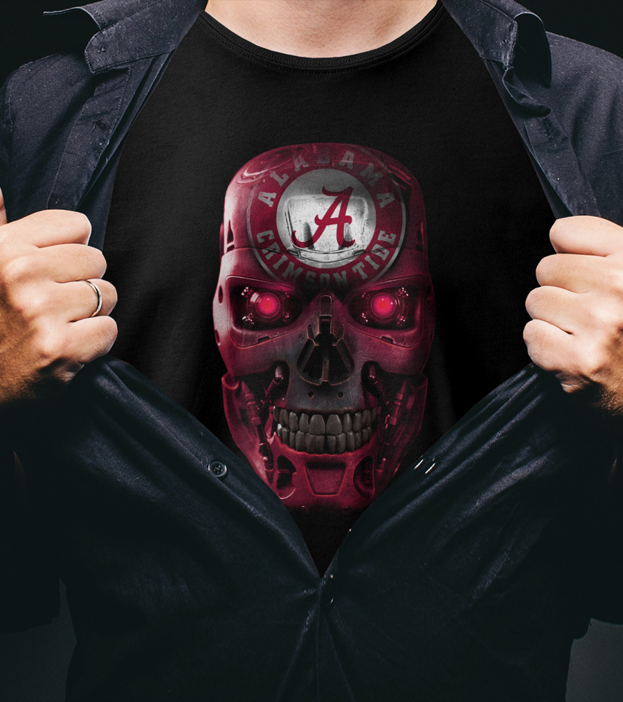 Alabama Crimson Tide Robotic Skull T-Shirt
