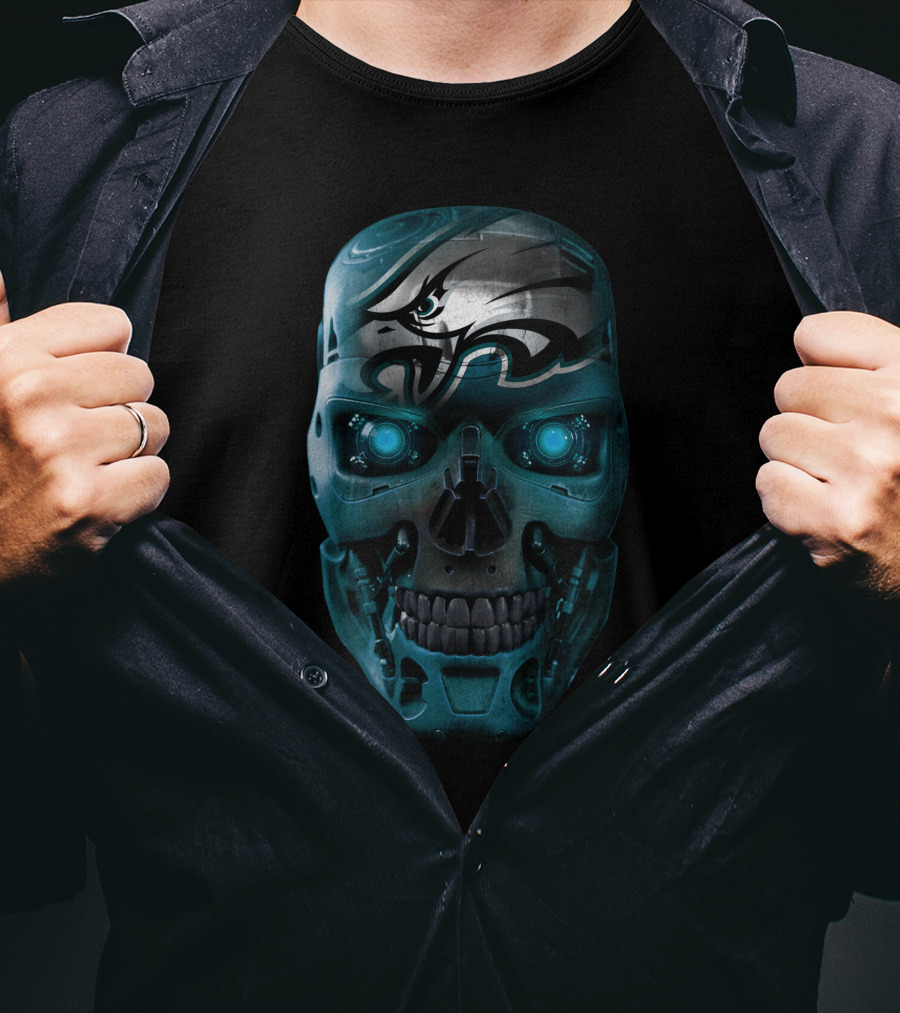 Skull Eagles Cyborg Metallic Glow T-Shirt