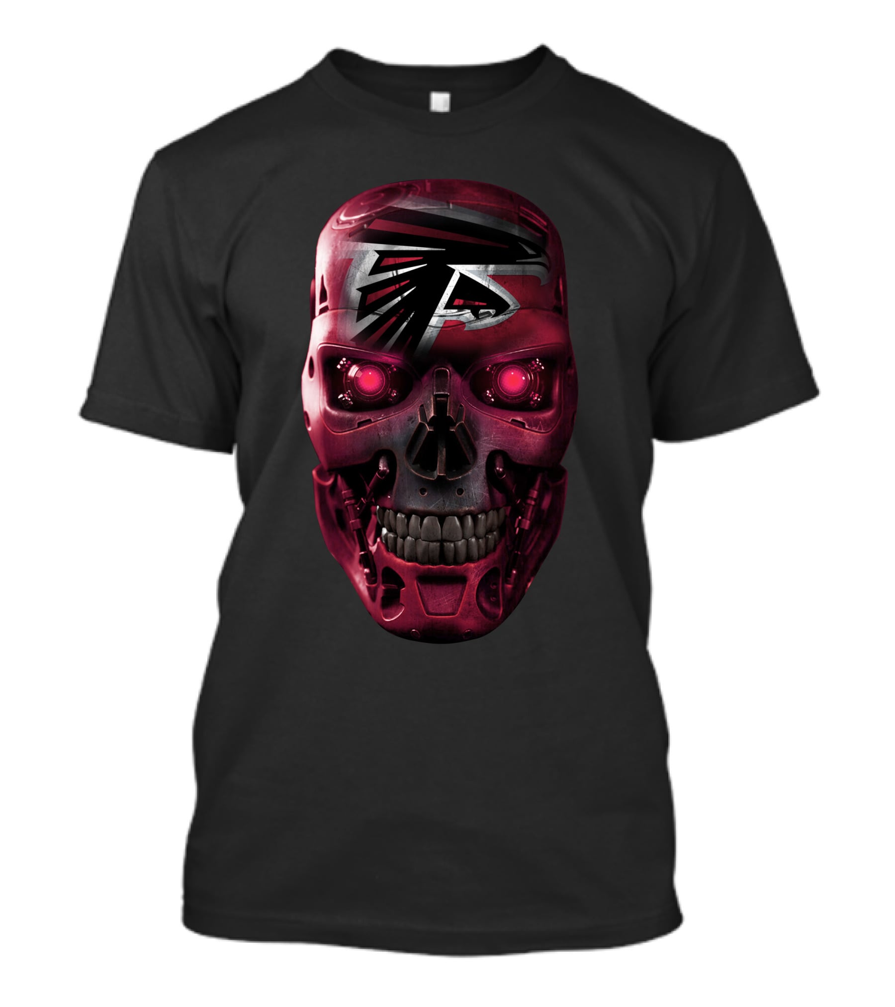 Skull Falcons Terminator Style Red Robotic Skull T-Shirt