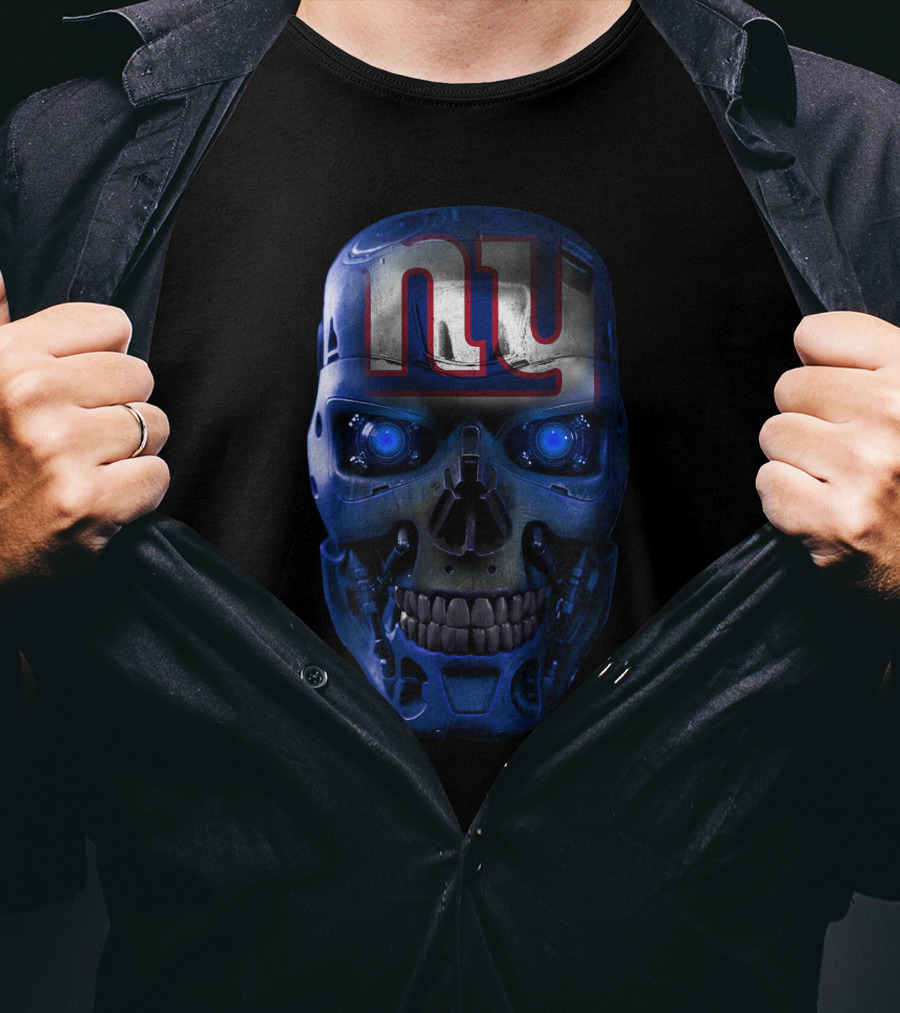 NY Giants Blue Skull Face T-Shirt
