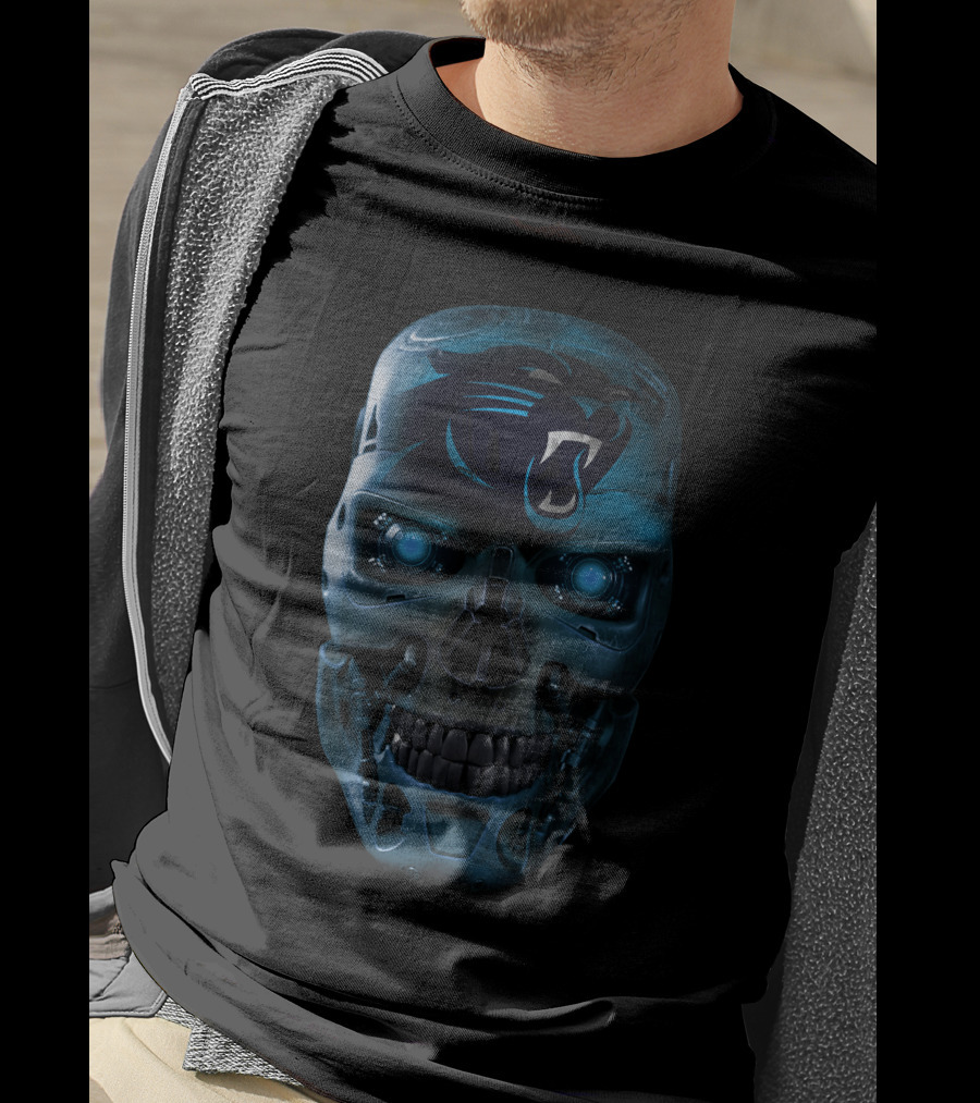 Skull Panthers Carolina Futuristic Robotic Skullface T-Shirt