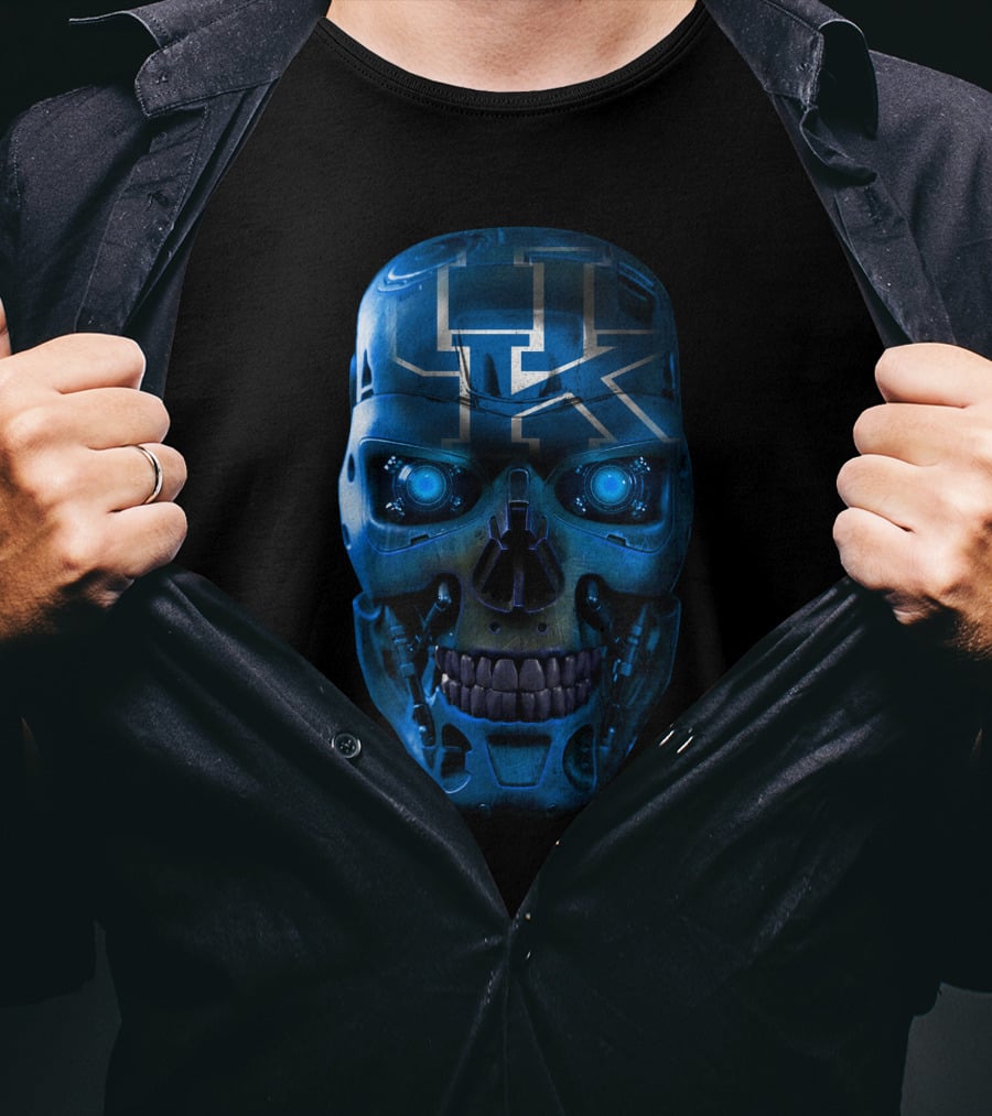 Skull UK Kentucky Wildcats Blue Metallic Face T-Shirt