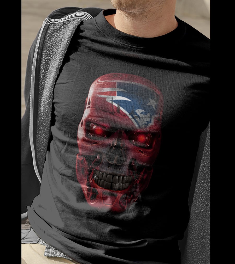 Skull Patriots Terminator Style Red Eyes T-Shirt