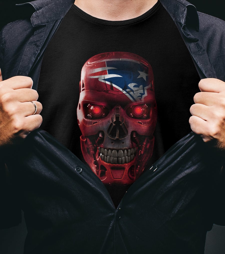Skull Patriots Terminator Style Red Eyes T-Shirt