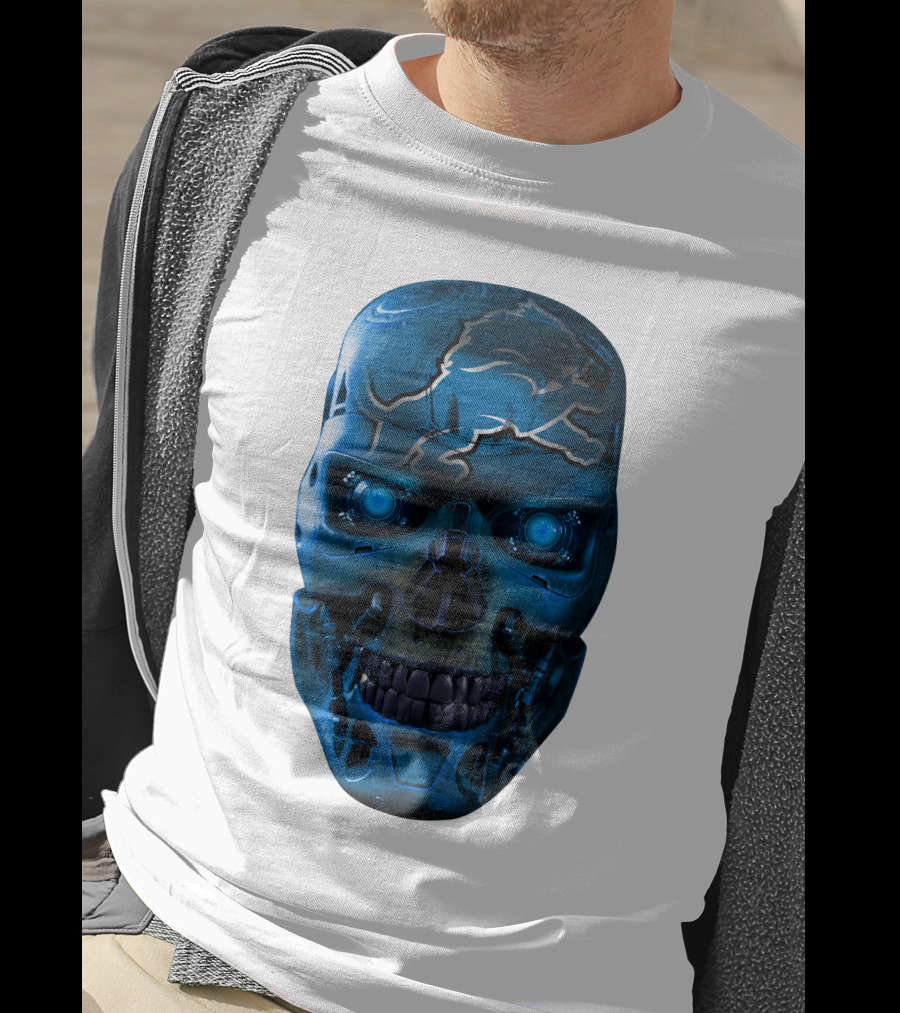 Detroit Lions Cyber Skull T-Shirt