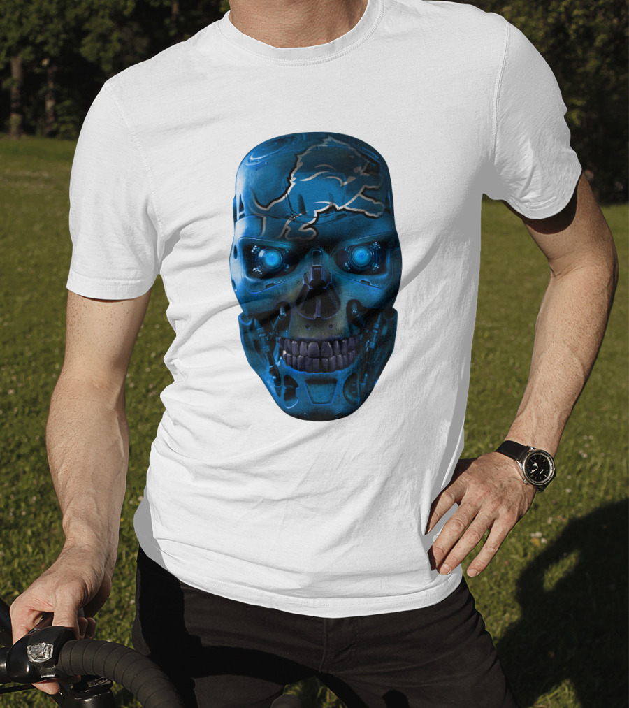 Detroit Lions Cyber Skull T-Shirt