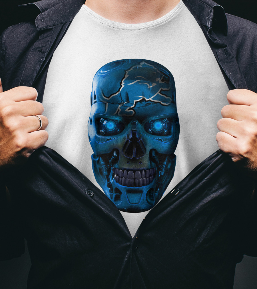 Detroit Lions Cyber Skull T-Shirt