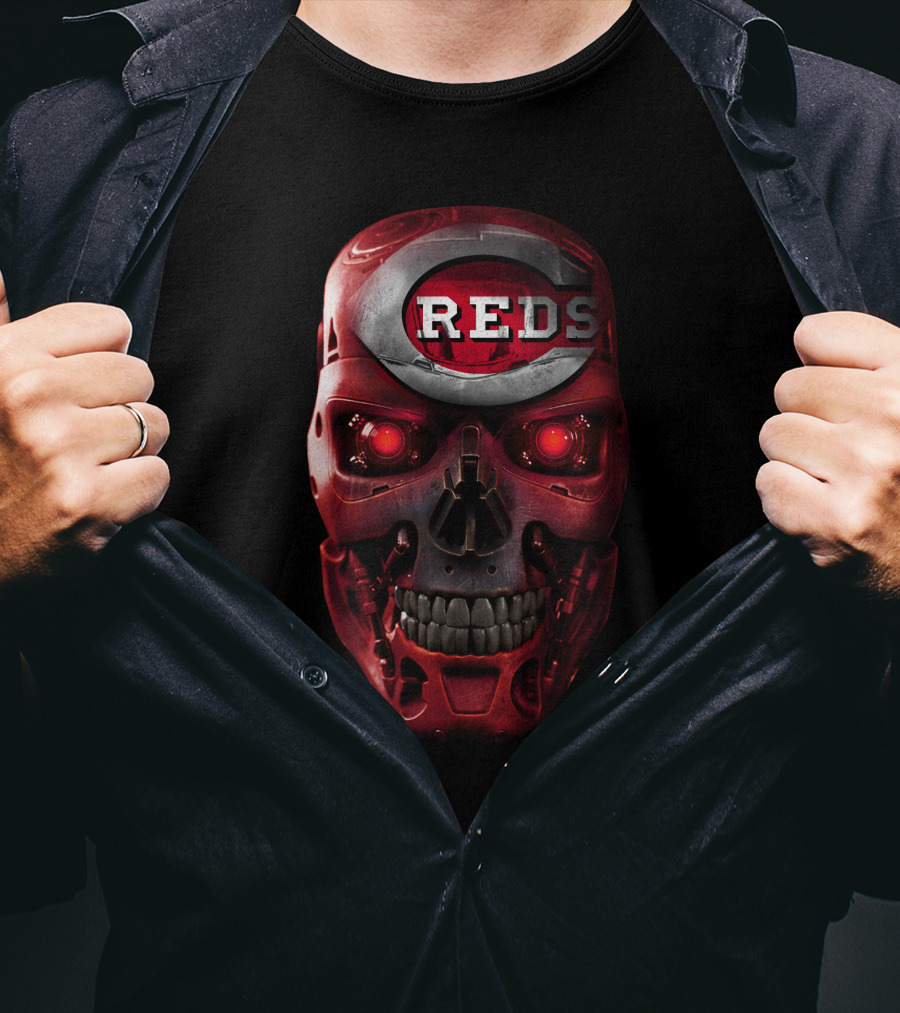Cincinnati Reds Terminator Skull T-Shirt