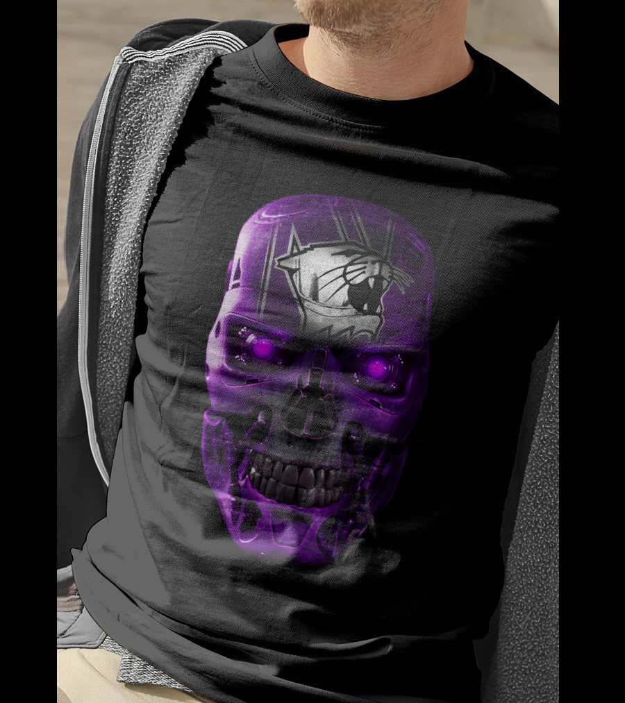 Northwestern Wildcats Skull Robot Face T-Shirt
