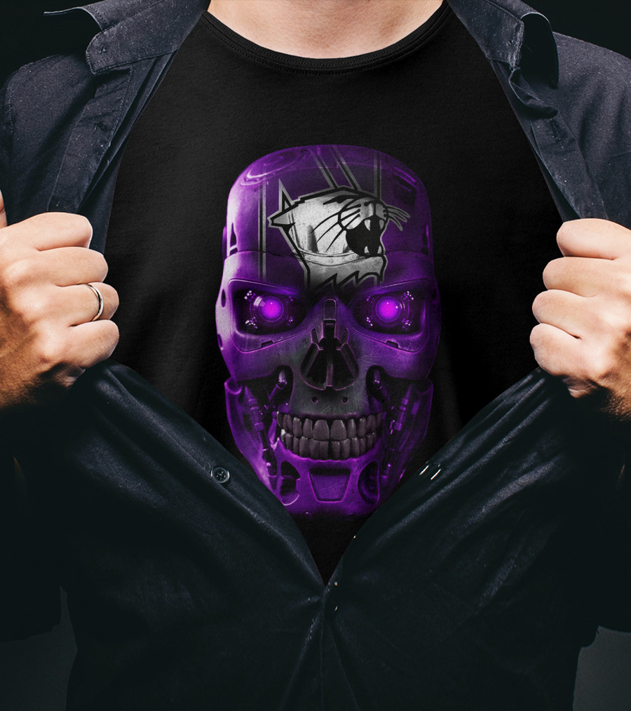 Northwestern Wildcats Skull Robot Face T-Shirt