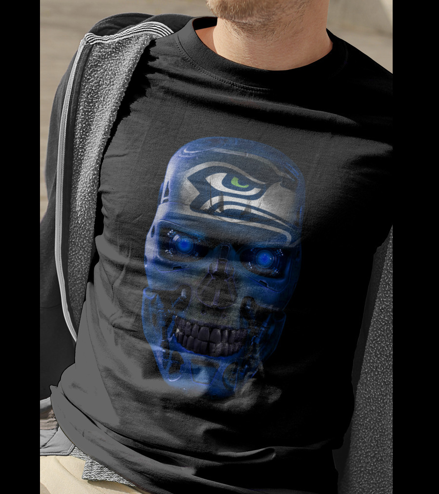 Seahawks Skull Robot Futuristic T-Shirt