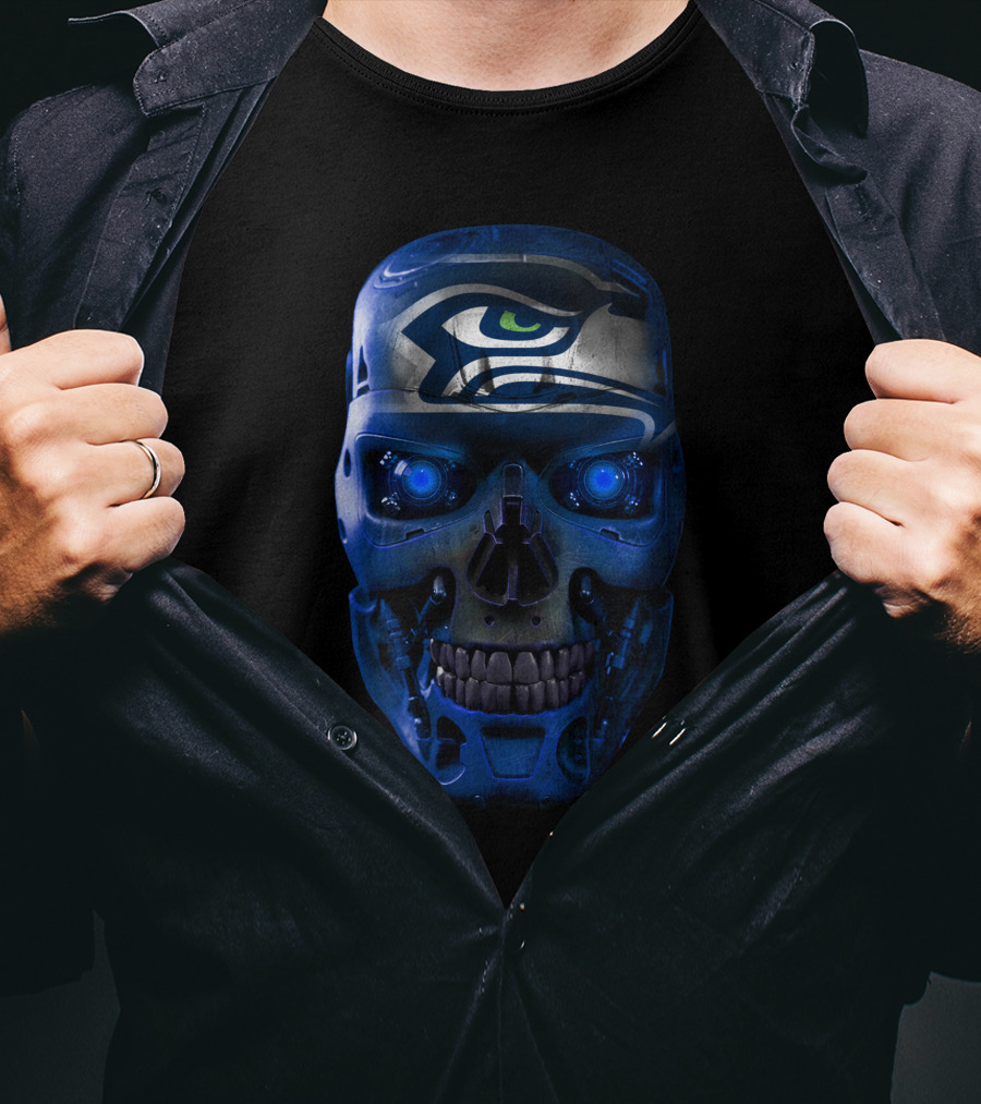 Seahawks Skull Robot Futuristic T-Shirt