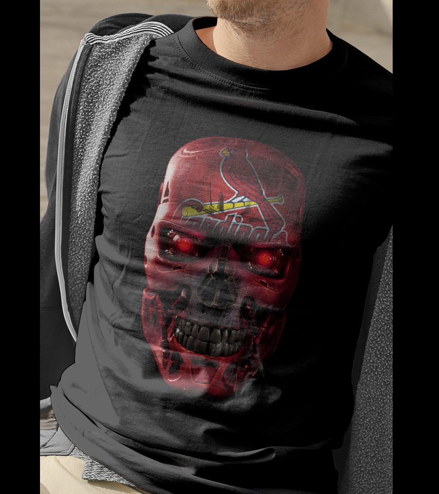 Skull STL Cardinals Red Robot Head T-Shirt