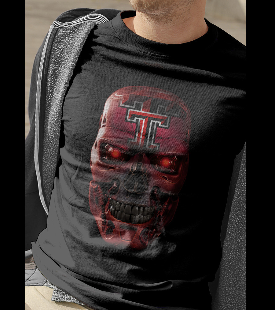 Texas Tech Red Raiders Skull Robotic Face T-Shirt