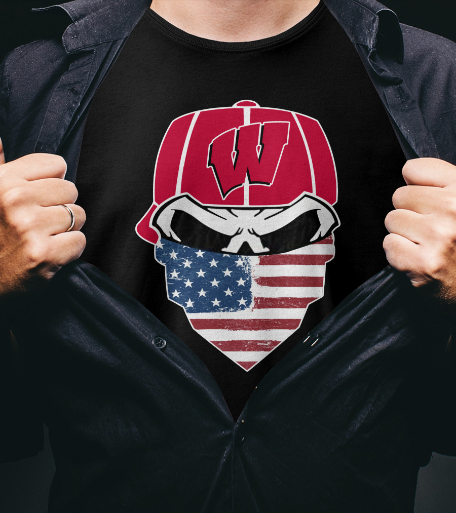 Badgers Skuls W Bandana American Flag T-Shirt